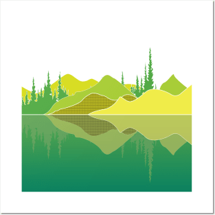 Landscape Vignette: Lime Reflection Lake Posters and Art